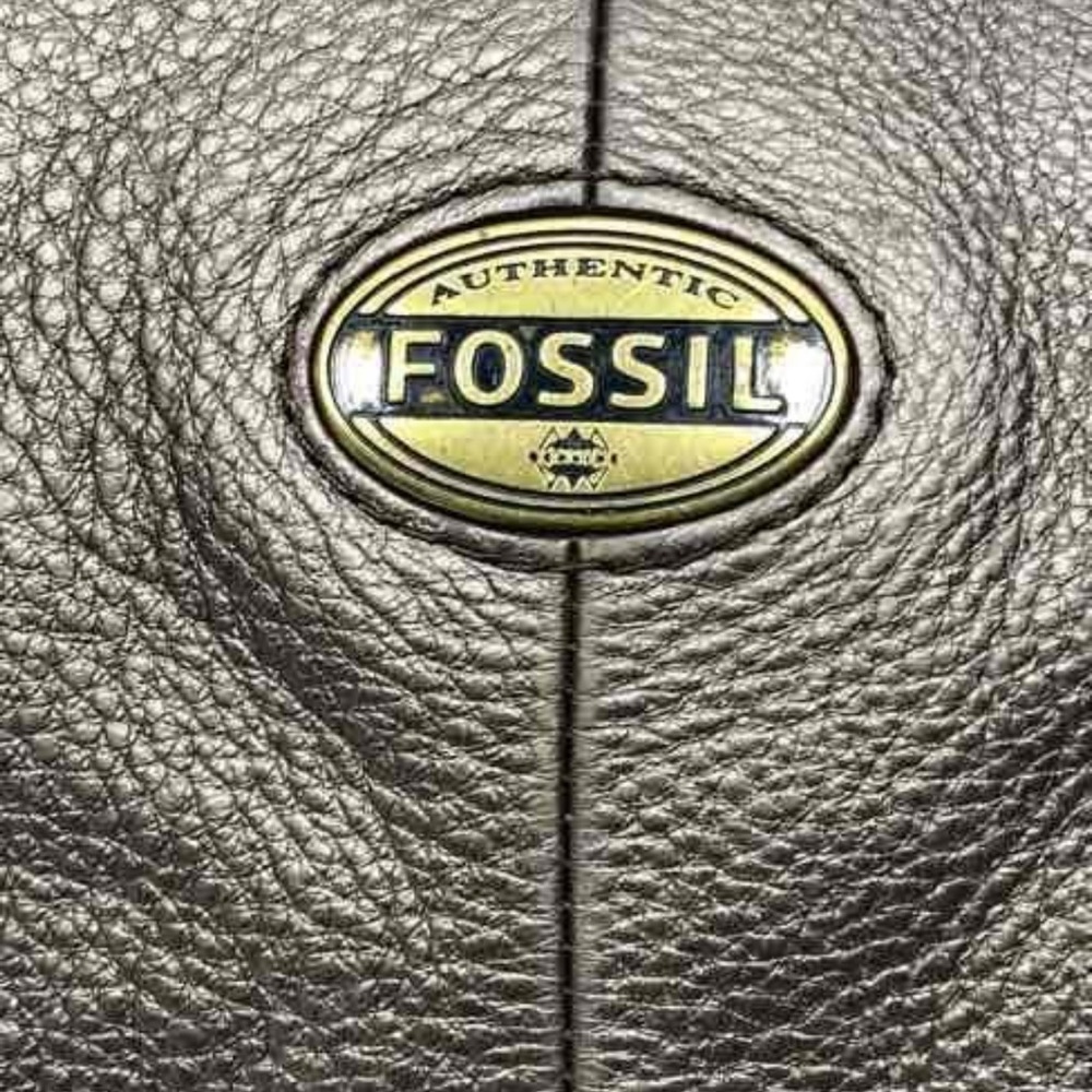 Fossil Explorer Foldover Tote Crossbody Bag Metallic Bronze Leather Large - Picture 7 of 9
